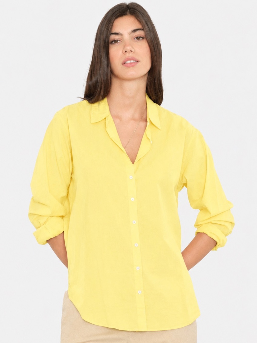 NEW XIRENA Beau Shirt Pollen Yellow Cotton Button Down NWT